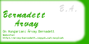 bernadett arvay business card